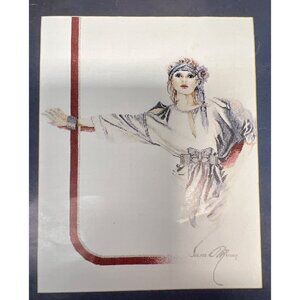 Lanarte Vintage Cross Stitch Pattern & only Silver Thread "Lady With Frame" 15"